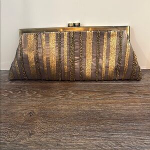 Santi Gold and Brown Beaded Clutch